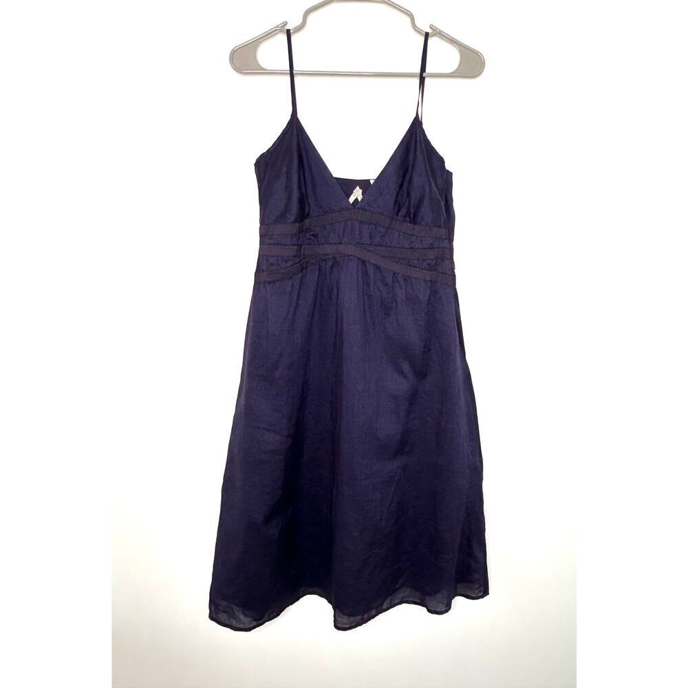 Anthropologie Maeve Womens Sun Dress Navy Blue A-Line Sz 6 Resort Coastal Chic